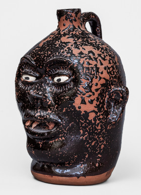 "Lanier Meaders," Cleveland, GA Stoneware Face Jug w/ Rock Teeth, early 1970s