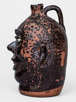 "Lanier Meaders," Cleveland, GA Stoneware Face Jug w/ Rock Teeth, early 1970s