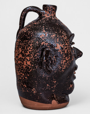 "Lanier Meaders," Cleveland, GA Stoneware Face Jug w/ Rock Teeth, early 1970s