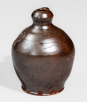 Extremely Rare and Important MRS. HEART & CO / PA Small-Sized Redware Jug, Kate Heart, Chambersburg