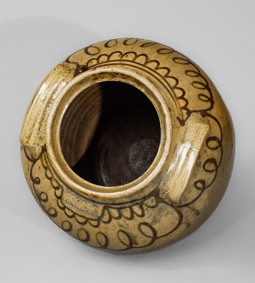 Rare and Fine TRAPP & CHANDLER, Edgefield Dist, SC Six-Gallon Stoneware Jar w/ Elaborate Iron Slip