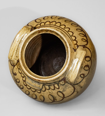 Rare and Fine TRAPP & CHANDLER, Edgefield Dist, SC Six-Gallon Stoneware Jar w/ Elaborate Iron Slip