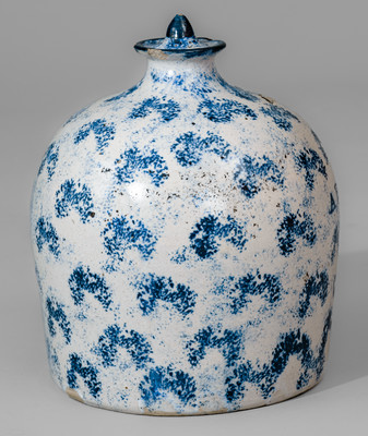 Exceedingly Rare Stoneware South Carolina Dispensary Bank w/ Sponged Cobalt Decoration