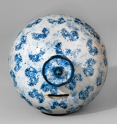 Exceedingly Rare Stoneware South Carolina Dispensary Bank w/ Sponged Cobalt Decoration
