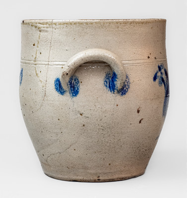 Extremely Rare "1840" Stoneware Jar w/ Cobalt Rooster, probably J.W. Ingell, Taunton, Mass.