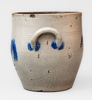 Extremely Rare "1840" Stoneware Jar w/ Cobalt Rooster, probably J.W. Ingell, Taunton, Mass.