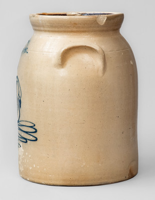 Extremely Rare BURGER & LANG / ROCHESTER, N.Y. Lidded Stoneware Jar w/ Cobalt Swan