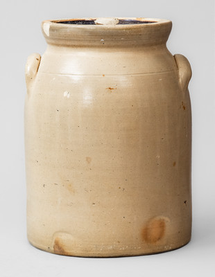 Extremely Rare BURGER & LANG / ROCHESTER, N.Y. Lidded Stoneware Jar w/ Cobalt Swan