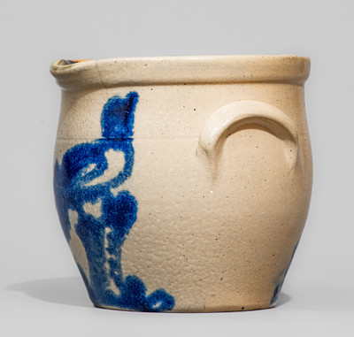 Outstanding Small-Sized Spouted Presentation Jar w/ Chicken and Bird-on-Stump Motifs, MATHEWS / 1884