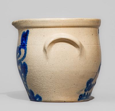 Outstanding Small-Sized Spouted Presentation Jar w/ Chicken and Bird-on-Stump Motifs, MATHEWS / 1884