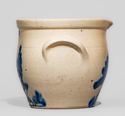 Outstanding Small-Sized Spouted Presentation Jar w/ Chicken and Bird-on-Stump Motifs, MATHEWS / 1884