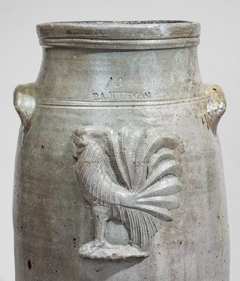 Extremely Rare P.A. HUFFMAN (Madison County, Kentucky) Ten-Gallon Churn w/ Applied Rooster Design