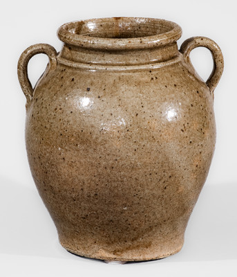 Scarce Edgefield District, SC Alkaline-Glazed Open-Handled Stoneware Jar