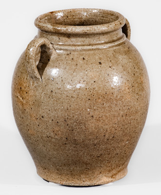 Scarce Edgefield District, SC Alkaline-Glazed Open-Handled Stoneware Jar