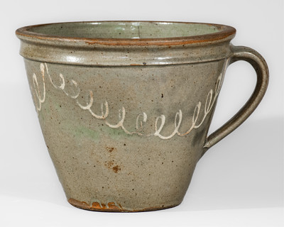 Attrib. Thomas Chandler, Edgefield District, SC Stoneware Clabber Bowl w/ Kaolin Slip Decoration