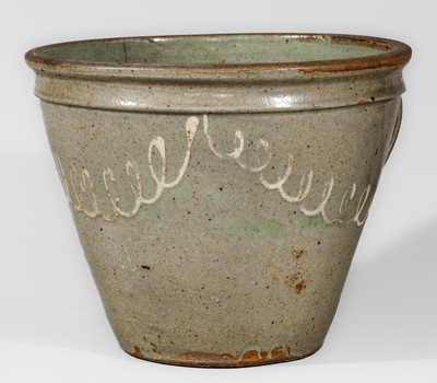 Attrib. Thomas Chandler, Edgefield District, SC Stoneware Clabber Bowl w/ Kaolin Slip Decoration