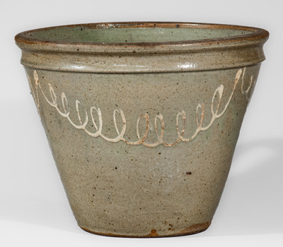 Attrib. Thomas Chandler, Edgefield District, SC Stoneware Clabber Bowl w/ Kaolin Slip Decoration