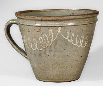 Attrib. Thomas Chandler, Edgefield District, SC Stoneware Clabber Bowl w/ Kaolin Slip Decoration