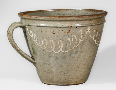 Attrib. Thomas Chandler, Edgefield District, SC Stoneware Clabber Bowl w/ Kaolin Slip Decoration