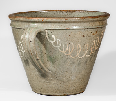 Attrib. Thomas Chandler, Edgefield District, SC Stoneware Clabber Bowl w/ Kaolin Slip Decoration