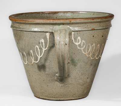 Attrib. Thomas Chandler, Edgefield District, SC Stoneware Clabber Bowl w/ Kaolin Slip Decoration
