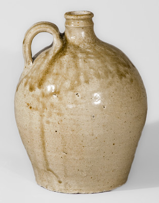 Exceptional attrib. Pottersville Stoneware Manufactory, Edgefield Dist, SC Triple-Stamped Stoneware Jug, c1825