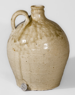 Exceptional attrib. Pottersville Stoneware Manufactory, Edgefield Dist, SC Triple-Stamped Stoneware Jug, c1825