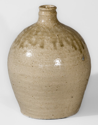 Exceptional attrib. Pottersville Stoneware Manufactory, Edgefield Dist, SC Triple-Stamped Stoneware Jug, c1825