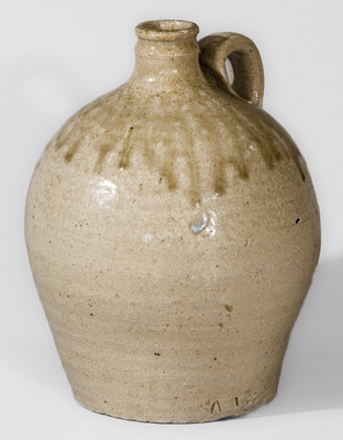 Exceptional attrib. Pottersville Stoneware Manufactory, Edgefield Dist, SC Triple-Stamped Stoneware Jug, c1825