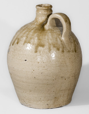 Exceptional attrib. Pottersville Stoneware Manufactory, Edgefield Dist, SC Triple-Stamped Stoneware Jug, c1825