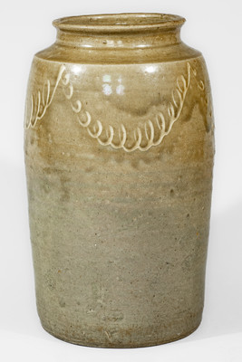 Attrib. Thomas Chandler, Edgefield District, SC Stoneware Jar w/ Kaolin Slip Decoration, c1850