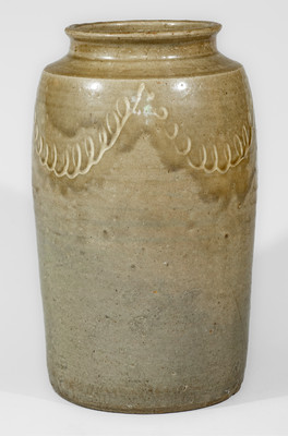 Attrib. Thomas Chandler, Edgefield District, SC Stoneware Jar w/ Kaolin Slip Decoration, c1850