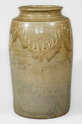 Attrib. Thomas Chandler, Edgefield District, SC Stoneware Jar w/ Kaolin Slip Decoration, c1850