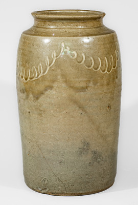Attrib. Thomas Chandler, Edgefield District, SC Stoneware Jar w/ Kaolin Slip Decoration, c1850