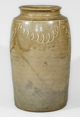 Attrib. Thomas Chandler, Edgefield District, SC Stoneware Jar w/ Kaolin Slip Decoration, c1850