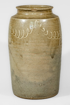 Attrib. Thomas Chandler, Edgefield District, SC Stoneware Jar w/ Kaolin Slip Decoration, c1850