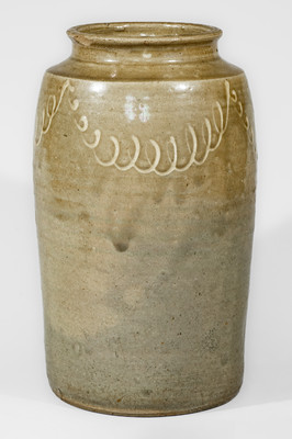 Attrib. Thomas Chandler, Edgefield District, SC Stoneware Jar w/ Kaolin Slip Decoration, c1850