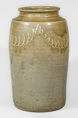 Attrib. Thomas Chandler, Edgefield District, SC Stoneware Jar w/ Kaolin Slip Decoration, c1850