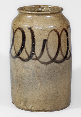 Alkaline-Glazed Stoneware Jar w/ Iron Slip Decoration, attrib. Thomas Chandler, Edgefield District, SC