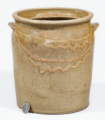 Rare Edgefield District, SC Stoneware Jar w/ Kaolin Slip Decoration, mid 19th century