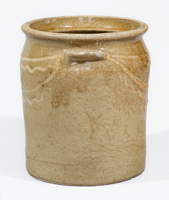 Rare Edgefield District, SC Stoneware Jar w/ Kaolin Slip Decoration, mid 19th century