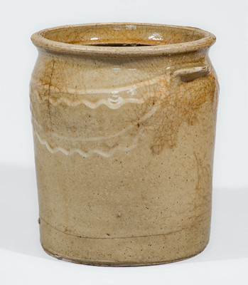 Rare Edgefield District, SC Stoneware Jar w/ Kaolin Slip Decoration, mid 19th century