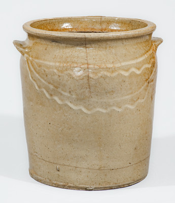 Rare Edgefield District, SC Stoneware Jar w/ Kaolin Slip Decoration, mid 19th century