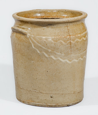 Rare Edgefield District, SC Stoneware Jar w/ Kaolin Slip Decoration, mid 19th century