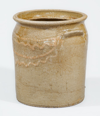 Rare Edgefield District, SC Stoneware Jar w/ Kaolin Slip Decoration, mid 19th century