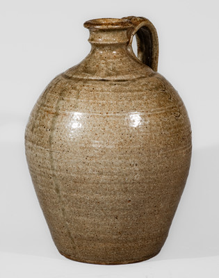 Extremely Rare Small-Sized Stoneware Jug w/ Incised Initial, Edgefield District, South Carolina