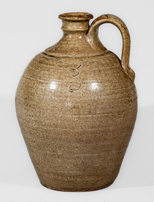 Extremely Rare Small-Sized Stoneware Jug w/ Incised Initial, Edgefield District, South Carolina