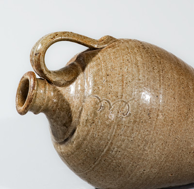 Extremely Rare Small-Sized Stoneware Jug w/ Incised Initial, Edgefield District, South Carolina