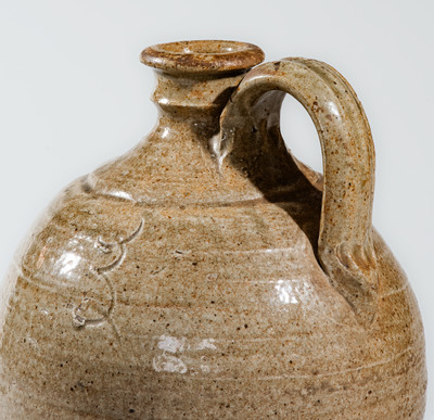 Extremely Rare Small-Sized Stoneware Jug w/ Incised Initial, Edgefield District, South Carolina