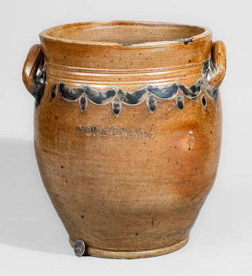 COMMERAWS / STONEWARE Stoneware Jar w/ Impressed Drape-and-Tassel Decoration